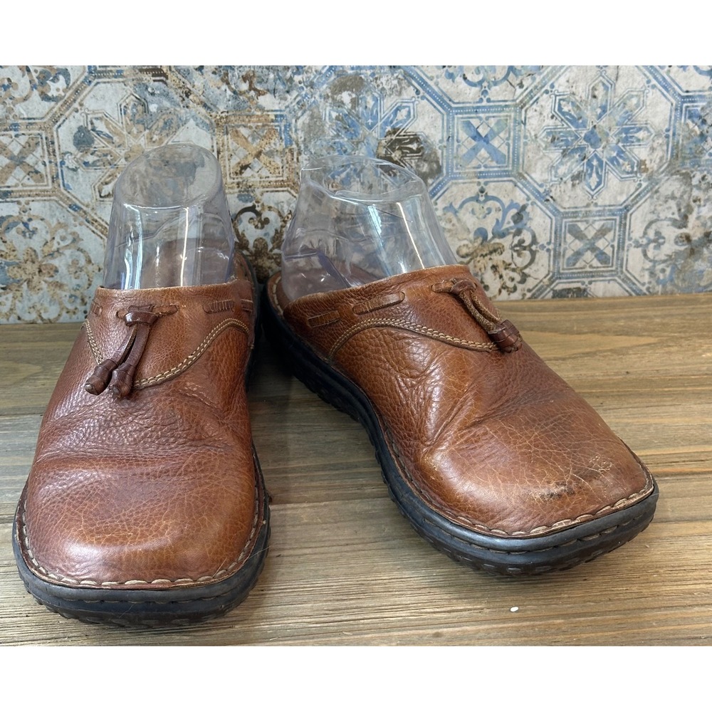Born Clogs Leather Tassel Mules Slides BOHO Shoes Womens 10